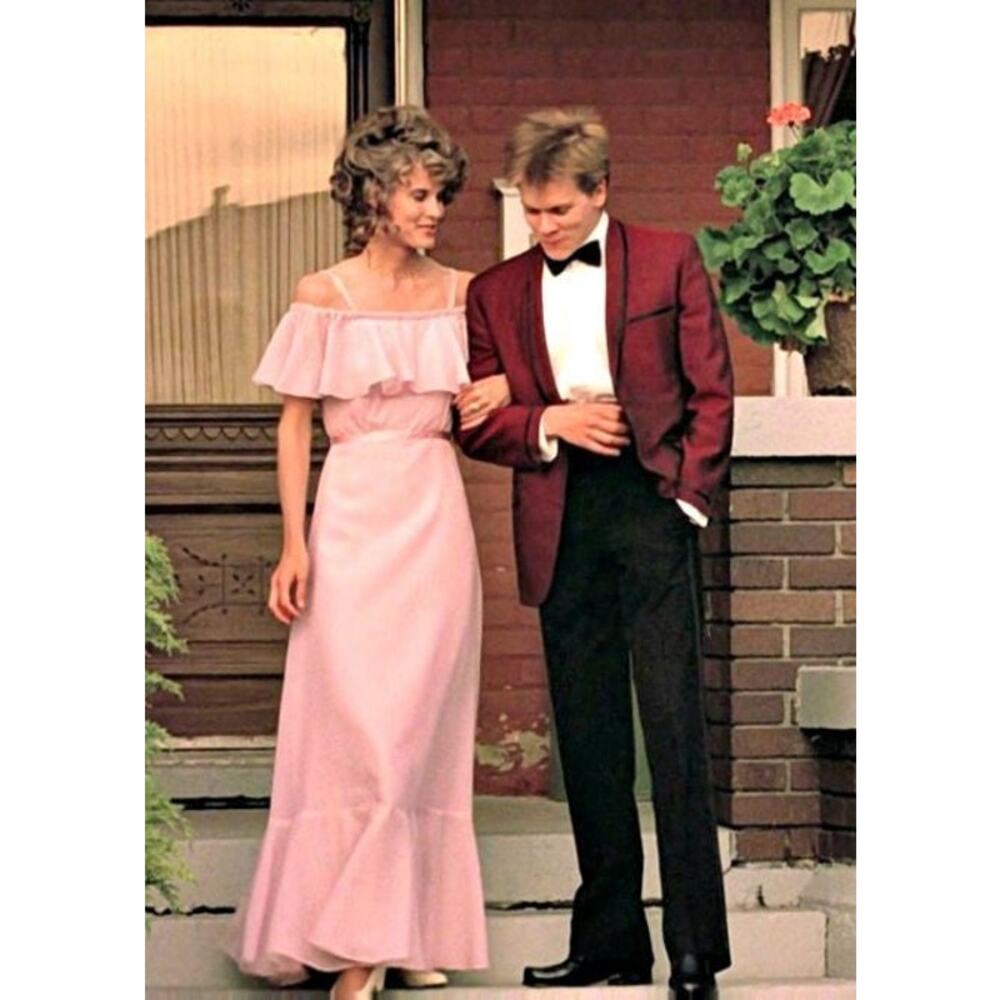 VTG 70-80's Union Tag Swiss Dot SZ 2 Pink Polka Dot Formal Dress Sally FOOTLOOSE - Picture 13 of 13